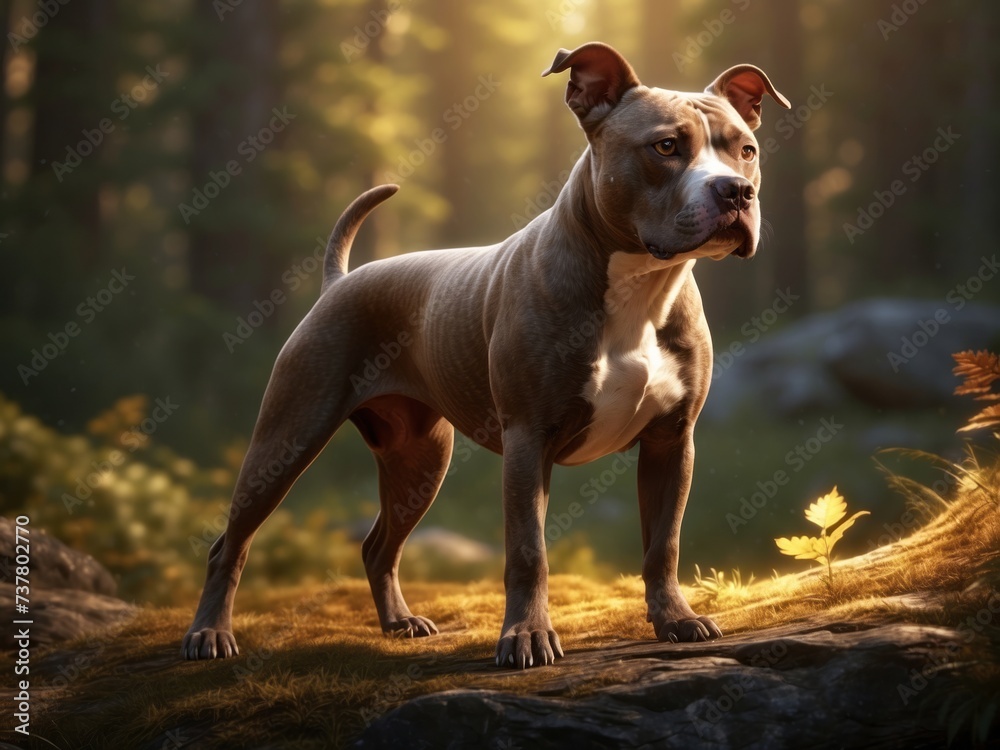 American pit bull terrier. Pit bull dog breed. Ai Generative - obrazy, fototapety, plakaty 