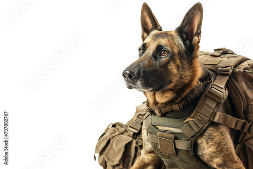 Military Dog On Transparent Background. photo