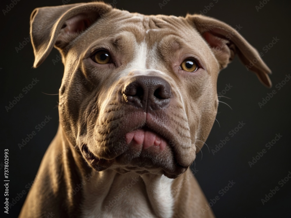 American pit bull terrier. Pit bull dog breed. Ai Generative