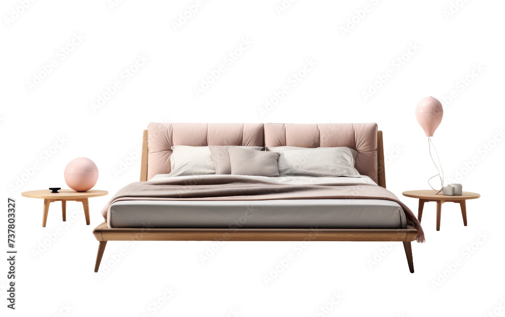 Modern Scandinavian Bedframe on transparent background Modern Scandinavian Bedframe on transparent background