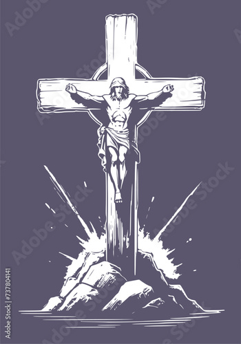 Portrait of Jesus Christ with crown of thorns. Biblical faith, gospel, salvation concept.