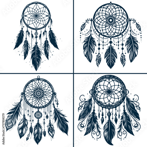 A Drawing Of A Dream Catcher And Other Items vector file