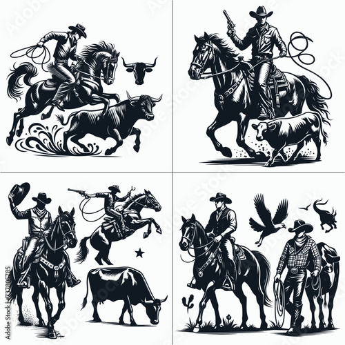 cowboy and cowgirl vector vector bundle File