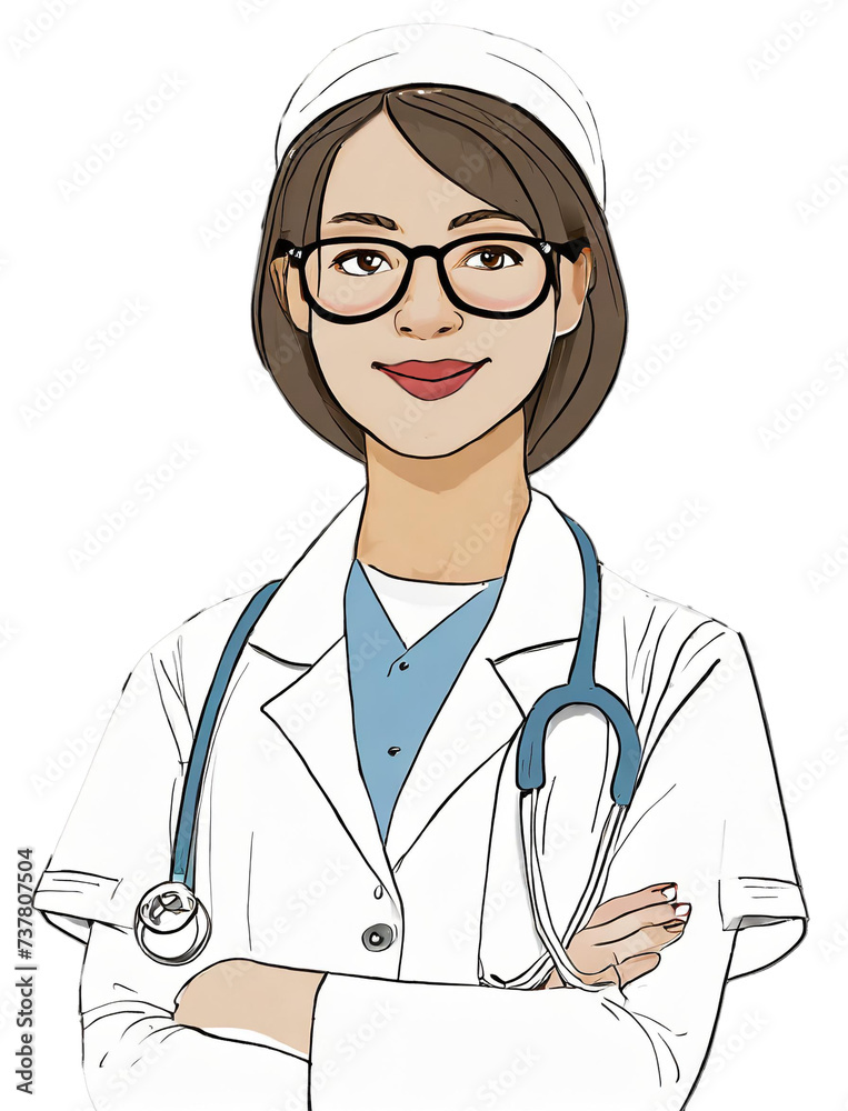 Smiling woman doctor with stethoscope in hospital uniform Smiling woman doctor with stethoscope in hospital uniform