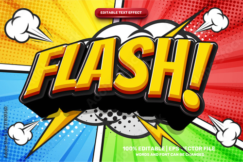 Wow Flash Comic Cartoon Style Bold 3D Editable text Effect Style