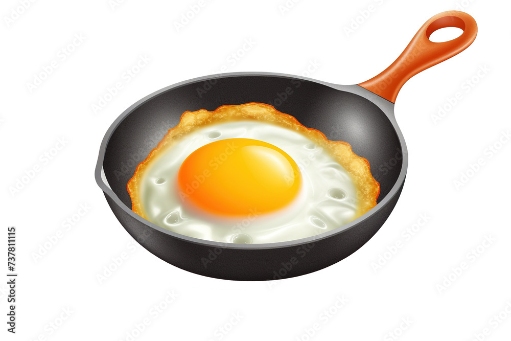 Fried egg in a pan 3d cartoon vector icon transparent background Fried egg in a pan 3d cartoon vector icon transparent background