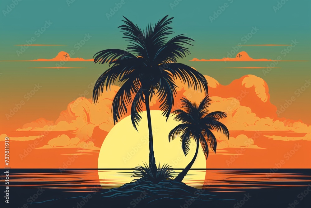 palm trees on an island in the ocean