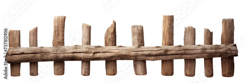 Rustic wooden fence, cut out photo