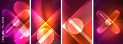 Abstract composition. Aglow in neon hues against the dark, radiating energy and allure, a captivating spectacle of vibrant luminescence