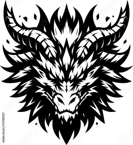 dragon head, animal illustration