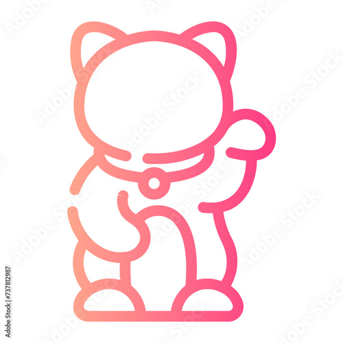maneki neko Line Gradient Icon