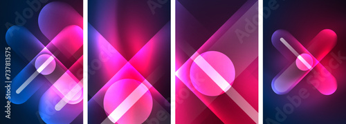 Abstract composition. Aglow in neon hues against the dark, radiating energy and allure, a captivating spectacle of vibrant luminescence