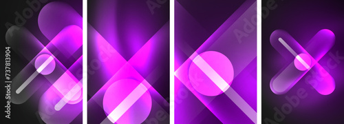 Abstract composition. Aglow in neon hues against the dark, radiating energy and allure, a captivating spectacle of vibrant luminescence