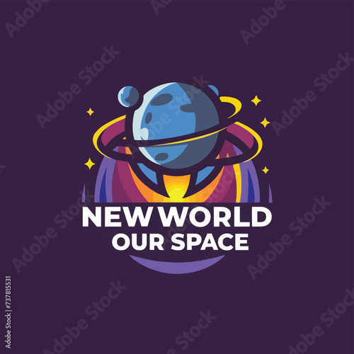 2d vector illustration space rocket plant earth 

