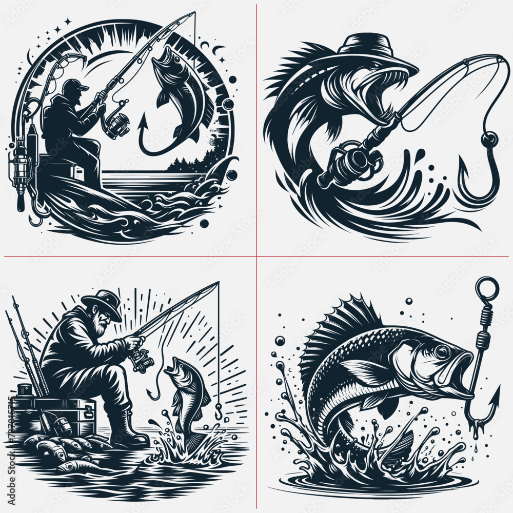 bass fishing , Fisherman catching fish , Father's Day, fishing hooker ,Funny Fishing vector File bass fishing , Fisherman catching fish , Father's Day, fishing hooker ,Funny Fishing vector File