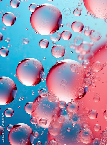 Close Up of Water Bubbles on Blue Background
