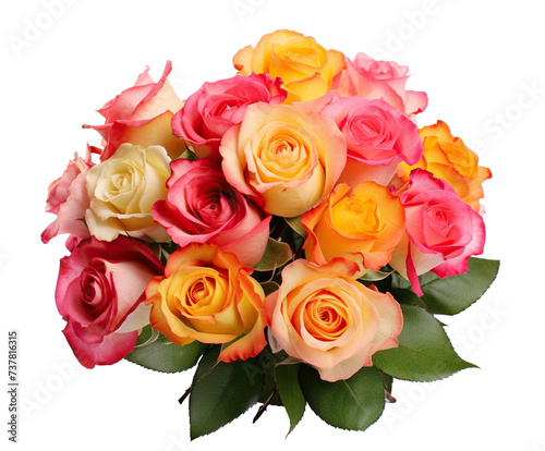 Beautiful bouquet of roses in full bloom  cut out