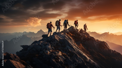 a group of people hiking on a mountain © John