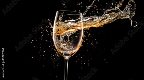 A glass of champagne is being poured into the glass.