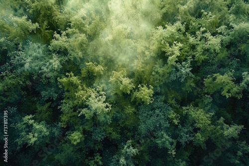 Aerial View of a Dense Forest in Autumn  Cascades of various shades of green depicting a dense forest canopy  AI Generated