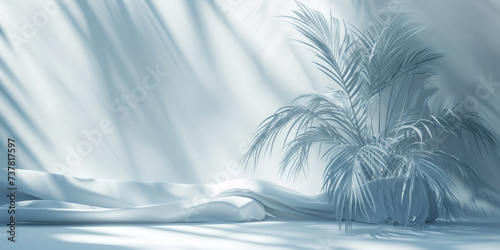 3d empty space background with palm tree