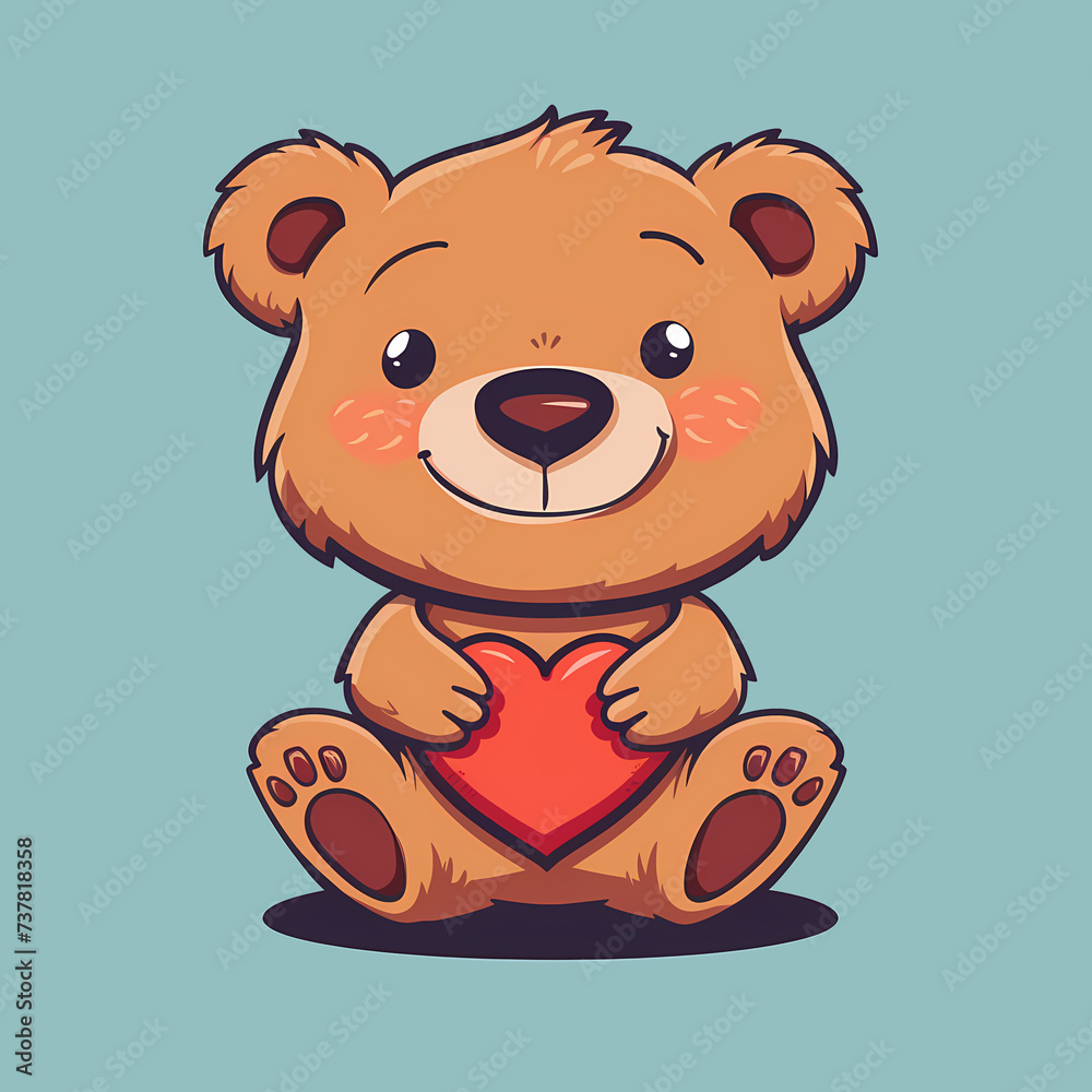 Fototapeta premium illustration of cute bear with heart