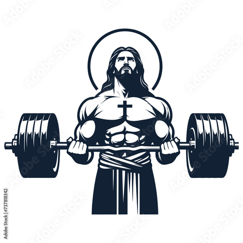 Gym Jesus vector - Funny Christian Weightlifting Fitness vector