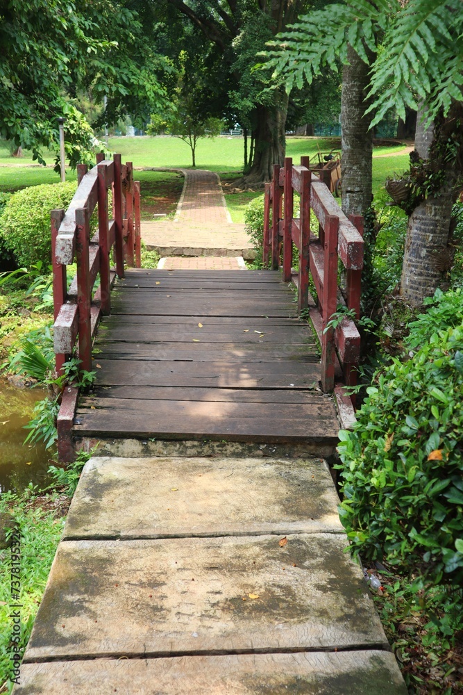 Small bridge in the middle of the park.