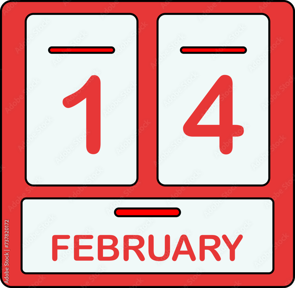 14 February St Valentines Day Calendar Date, Valentine's Day Calendar Icon 14 February St Valentines Day Calendar Date, Valentine's Day Calendar Icon