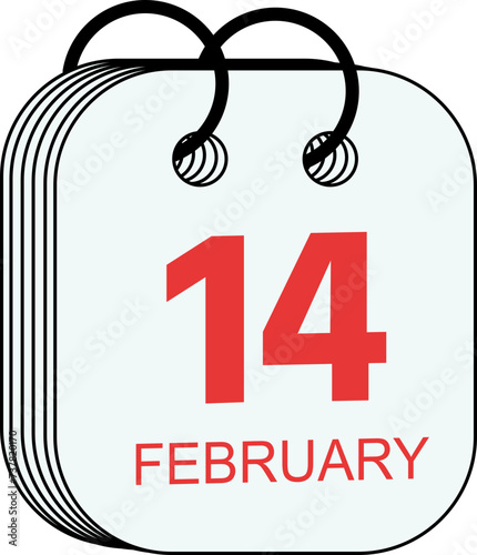 14 February St Valentines Day Calendar Date, Valentine's Day Calendar Icon