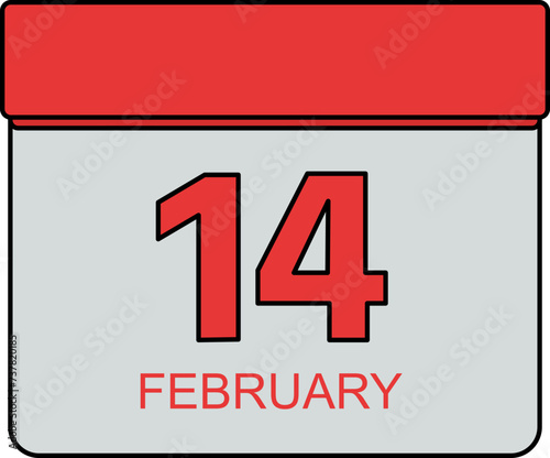 14 February St Valentines Day Calendar Date, Valentine's Day Calendar Icon