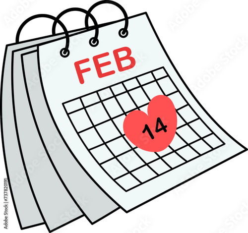 14 February St Valentines Day Calendar Date, Valentine's Day Calendar Icon