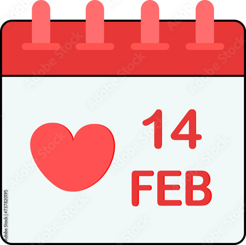 14 February St Valentines Day Calendar Date, Valentine's Day Calendar Icon