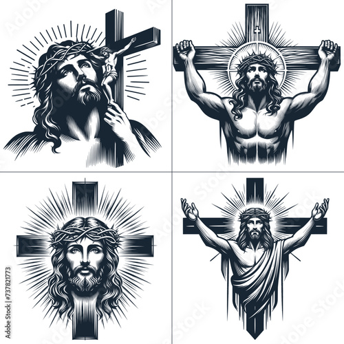 Jesus Christ Crown of Thorns  vector   line art bundle File