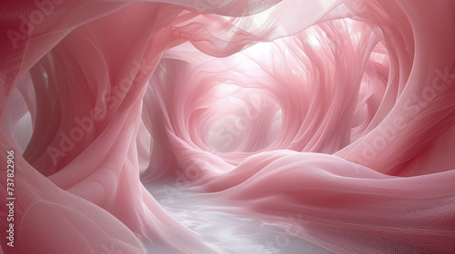 ピンク色の布で作られたトンネル