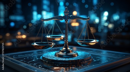 a scale of justice on a table