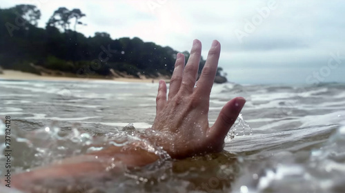 Human hand and water.