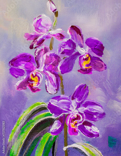 Orchid flower abstract art painting