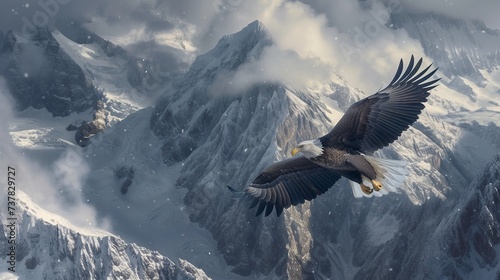 A Bald Eagle's Alpine Flight © Flowstudio