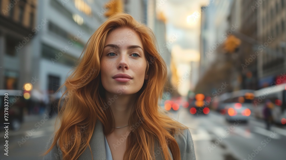 Confident Businesswoman on City Street