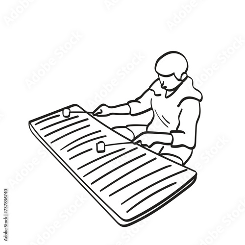 man playing xylophone illustration vector hand drawn isolated on white background
