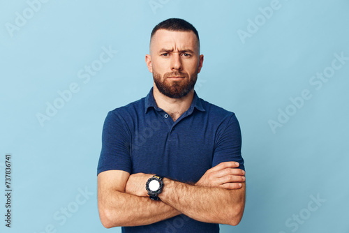Man confident caucasian adult studio handsome background person background man portrait face isolated photo