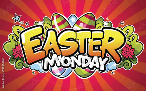 celebrated Easter monday poster template design with egg background