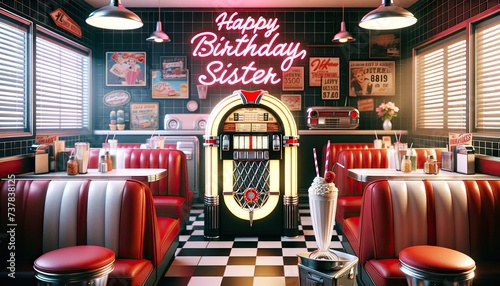 Retro Diner Ambiance: Jukebox, Milkshakes, and Neon Birthday Wishes