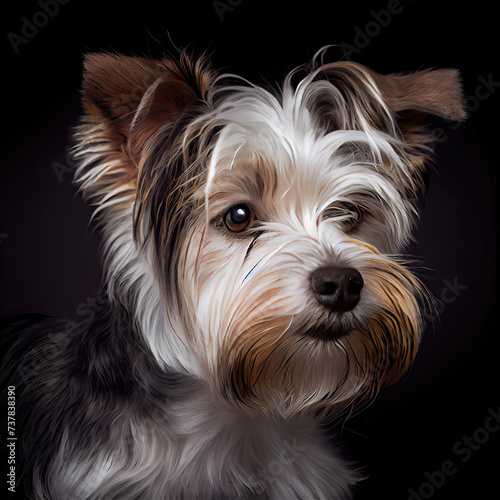 Artistic Biewer Terrier dog Portrait with Deep Gaze in Studio Setting