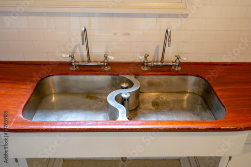 Old style double kitchen sink photo