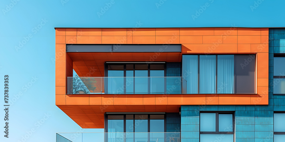 Modern office building with a glass facade and copy space on a blue sky background. Downtown business skyscraper Modern office building with a glass facade and copy space on a blue sky background. Downtown business skyscraper
