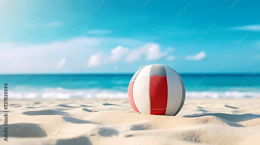 Beach volleyball background, sport combination of volleyball on the beach