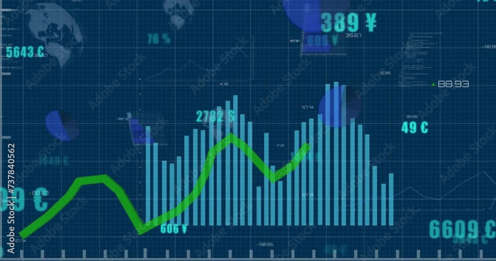Animation of statistics and data processing over dark background Animation of statistics and data processing over dark background