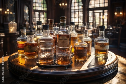 A whiskey tasting session with various aged whiskeys photo